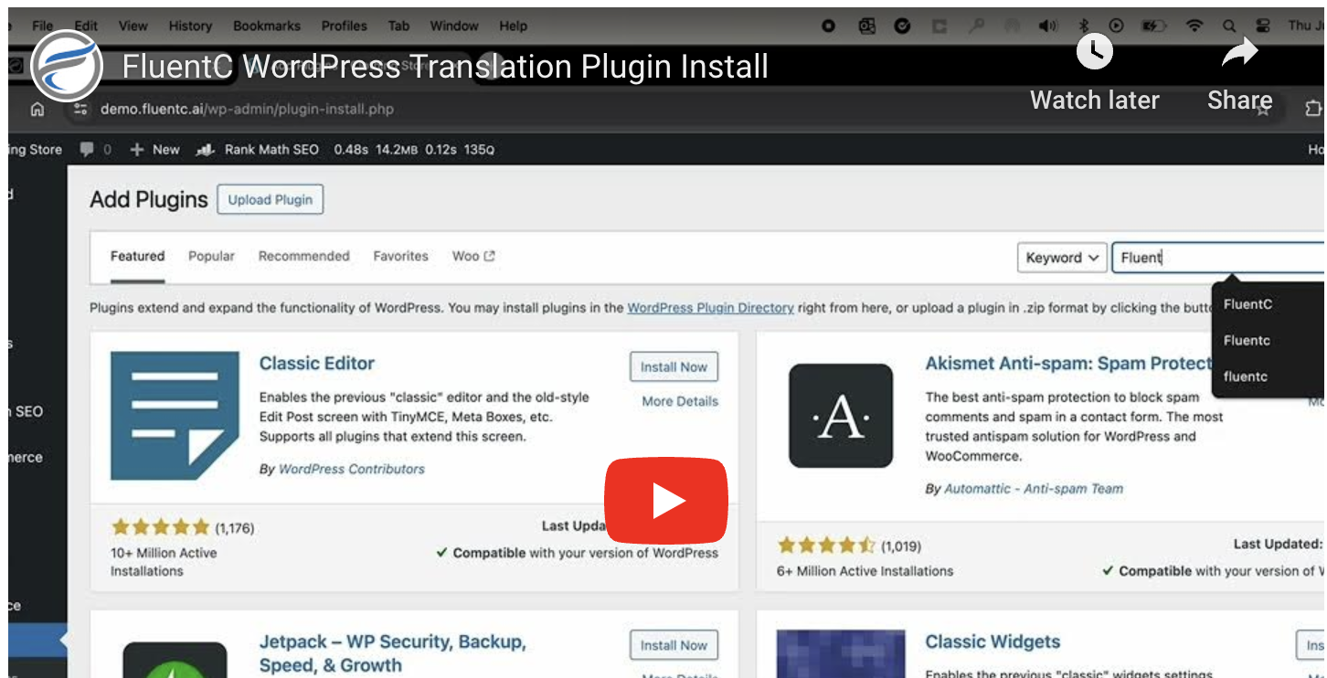 Configuração passo a passo do plugin de tradução FluentC WordPress